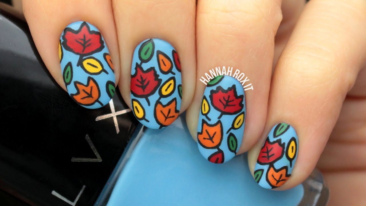 Cartoon Autumn Leaves Nail Art (with a toothpick!) 1 Cartoon Autumn Leaves Nail Art