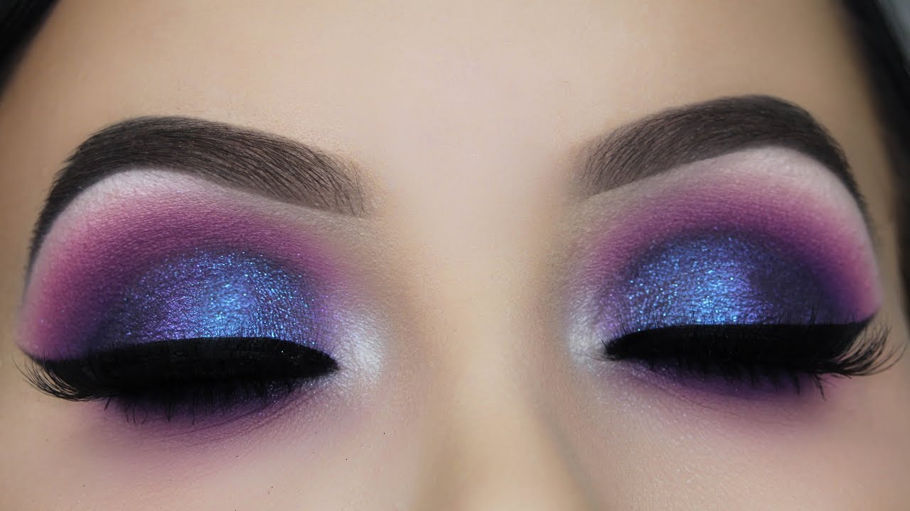 Blue Purple Smokey Eye Makeup tutorial 1 Blue Purple Smokey Eye Makeup